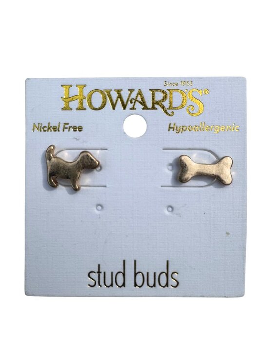 Howard's Jewelry - Howard’s Dog & Bone Stud Bud Earrings Gold Tone Nickel Free NWT